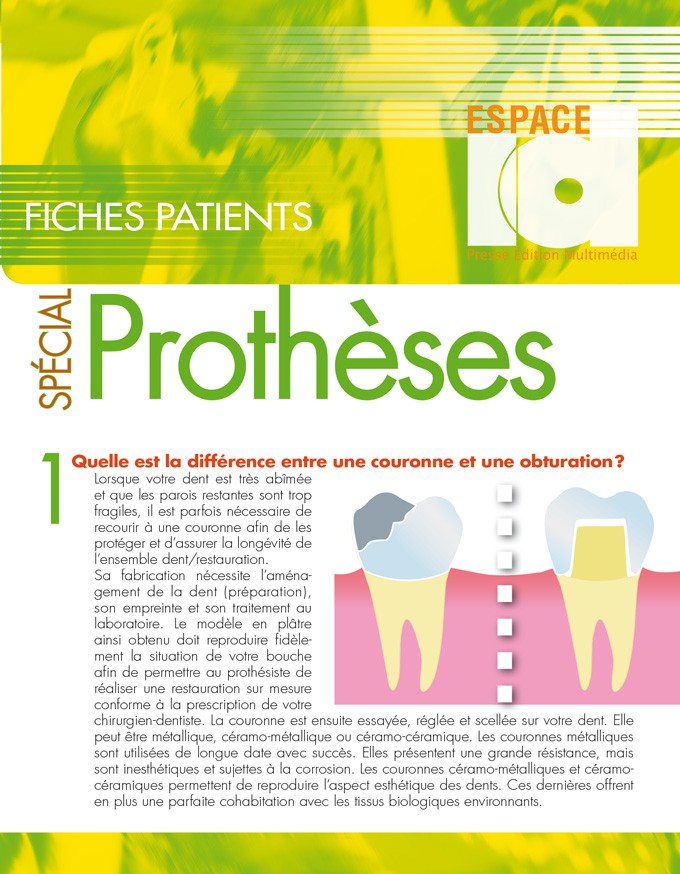 Fiche patient : Spécial Prothèses 2ème édition