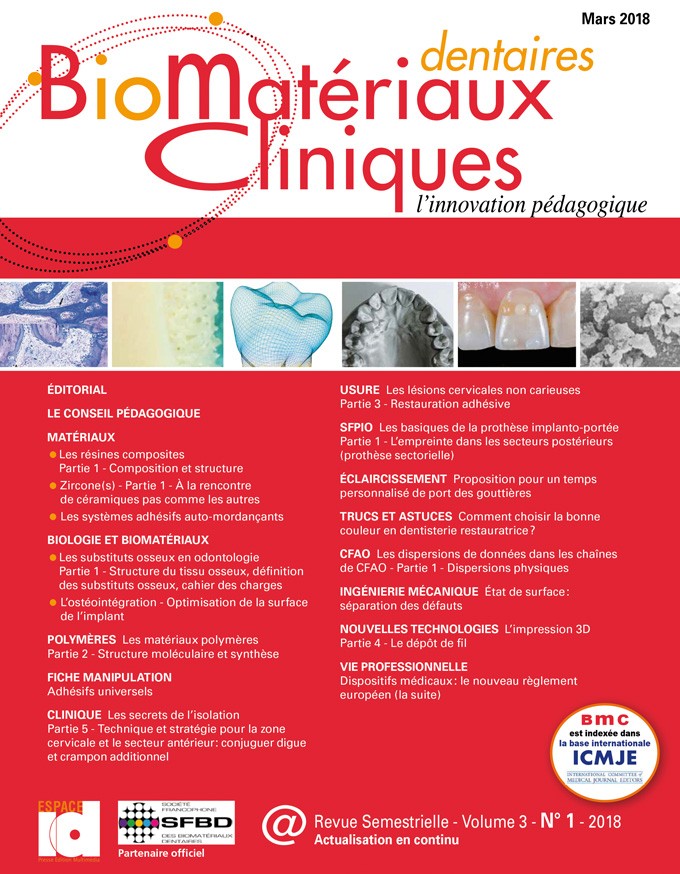 Biomatériaux Matériaux Cliniques - Vol 3 n°1